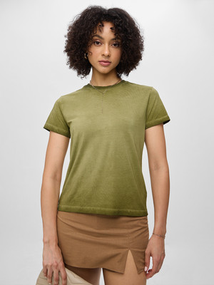 The Souled Store Solid Women Round Neck Green T-Shirt
