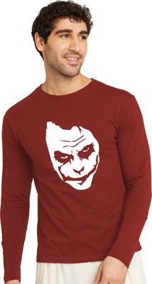 OrrganicChics Printed Men Round Neck Maroon T-Shirt