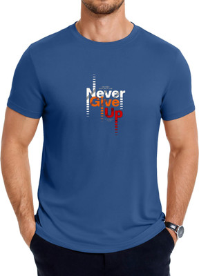 XZEEZZ Printed Men Round Neck Blue T-Shirt