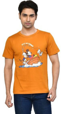 altius Graphic Print Men Round Neck Orange T-Shirt