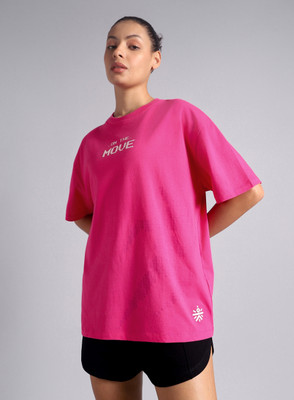 Cult Graphic Print Women Round Neck Pink T-Shirt