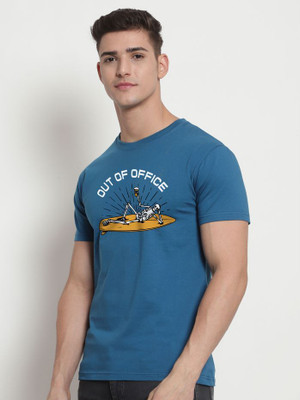 saira garments Printed Men Round Neck Blue T-Shirt