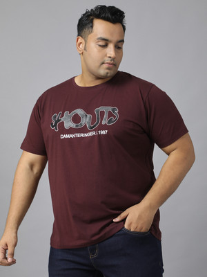XMEX Graphic Print Men Round Neck Maroon T-Shirt