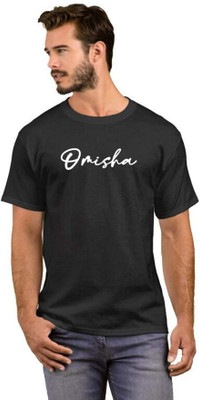 Gn Nationnal Typography Men Round Neck Black T-Shirt