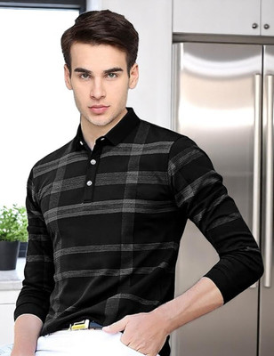 Autna Printed Men Polo Neck Grey T-Shirt
