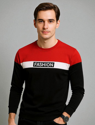 Autna Printed Men Round Neck Red, Black T-Shirt