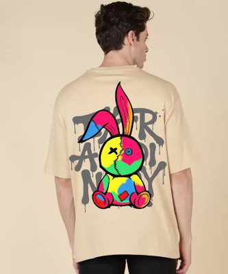 Clickwell Trend Printed Men Round Neck Beige T-Shirt