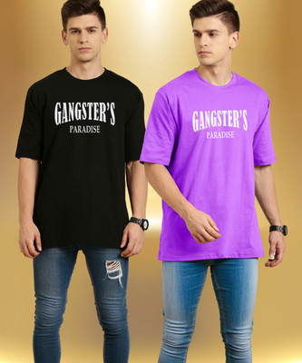 Devilson Printed Men Round Neck Light Blue, Black T-Shirt