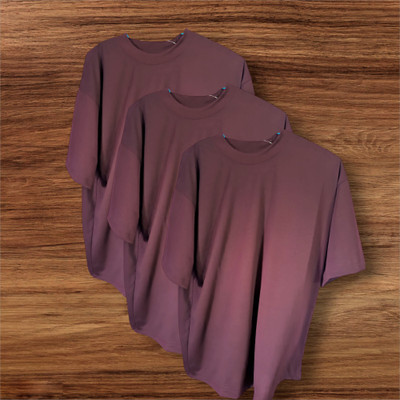 Radheshyam Solid Men Round Neck Maroon T-Shirt
