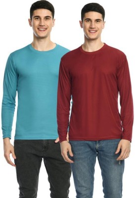 Dam Solid Men Round Neck Maroon T-Shirt