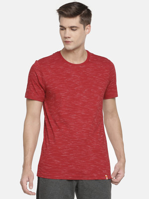 Macroman M-Series Self Design Men Round Neck Red T-Shirt
