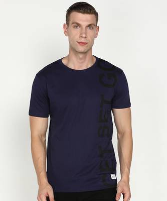 Aditya Birla - abof Printed Men Crew Neck Blue T-Shirt