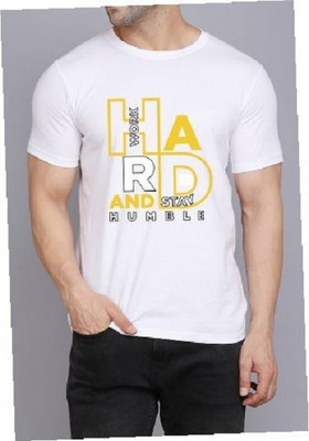 WOOSTRO Printed Men Round Neck White T-Shirt