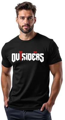 RasJon Printed Men Round Neck Black T-Shirt