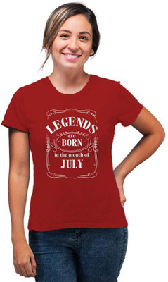 SmarTee Street Typography Women Round Neck Red T-Shirt