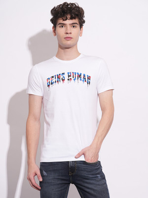 BEING HUMAN Graphic Print Men Round Neck White T-Shirt