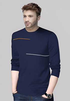 Reya Printed Men Round Neck Blue T-Shirt