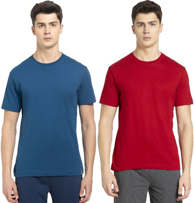 JOCKEY Solid Men Round Neck Dark Blue, Maroon T-Shirt