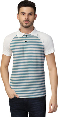 tfurnish Striped Men Polo Neck Multicolor T-Shirt