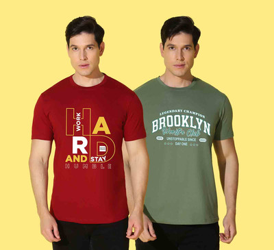 WOOSTRO Printed Men Round Neck Multicolor T-Shirt