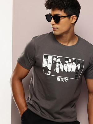INVICTUS Printed Men Round Neck Grey T-Shirt