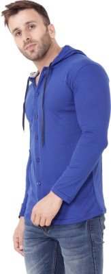 tfurnish Solid Men Hooded Neck Blue T-Shirt