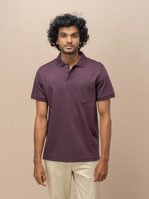 Unibro Solid Men Polo Neck Purple T-Shirt