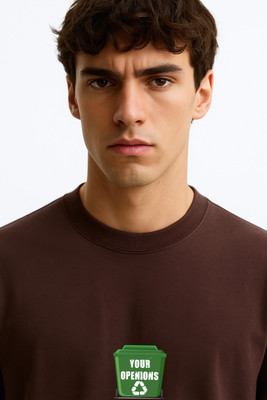 Teesverse Printed Men Crew Neck Brown T-Shirt
