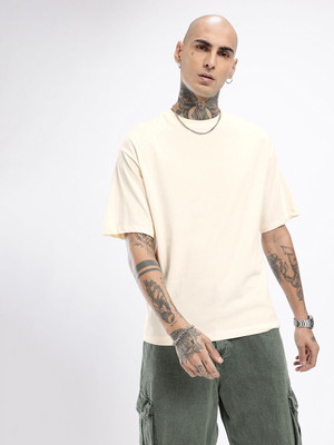 Glitchez Printed Men Round Neck White T-Shirt