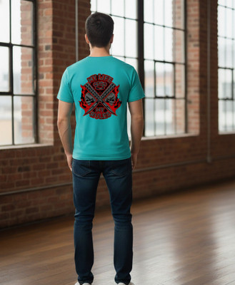 LIQQR Graphic Print Men Round Neck Light Blue T-Shirt