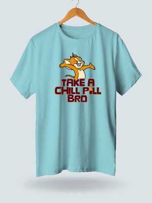 JP Creation Printed Men Round Neck Light Blue T-Shirt