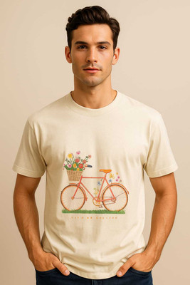 DARK DEVIL Self Design Men Round Neck White T-Shirt