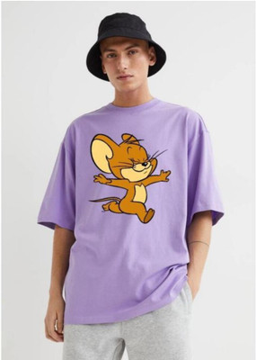 Sahuone Printed Men Round Neck Purple T-Shirt