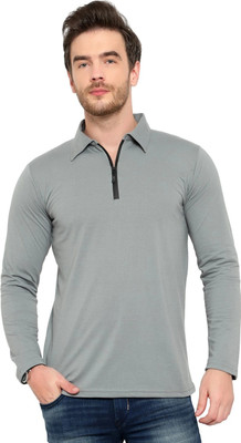 JB Jangoboy Solid Men Polo Neck Grey T-Shirt