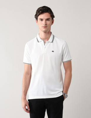 ARROW Solid Men Polo Neck White T-Shirt