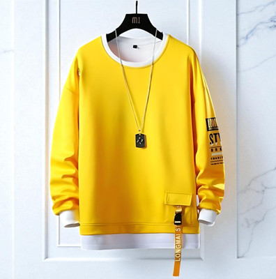 Bolderift Printed Men Round Neck Yellow T-Shirt