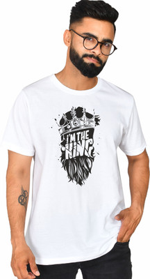 Burundi Blu Printed, Typography Men Round Neck White T-Shirt