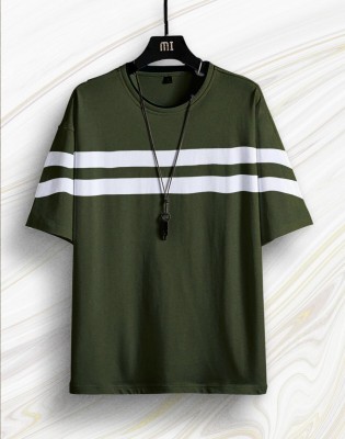 Pytton Striped Men Round Neck Green T-Shirt