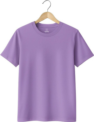 HypeDrip Solid Men Round Neck Purple T-Shirt