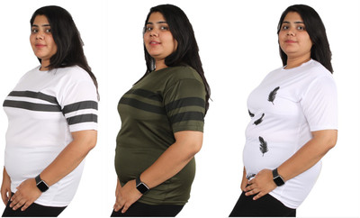 Oishee Printed Women Round Neck Multicolor T-Shirt
