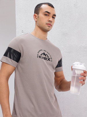 HRX by Hrithik Roshan Printed Men Round Neck Brown T-Shirt