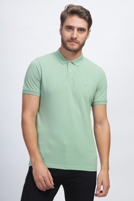 Dougie Solid Men Polo Neck Blue T-Shirt