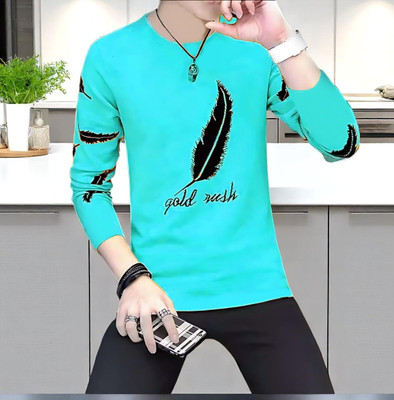Autna Graphic Print Men Round Neck Green T-Shirt