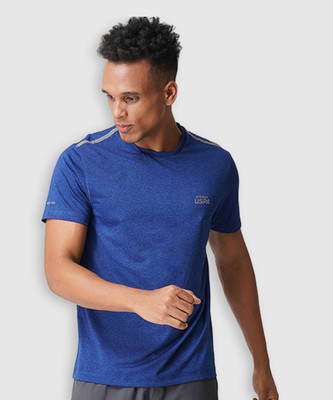 U.S. POLO ASSN. Solid Men Round Neck Blue T-Shirt