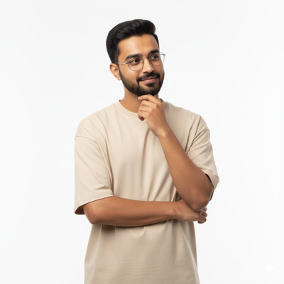 StikforEra Solid Men Round Neck Beige T-Shirt