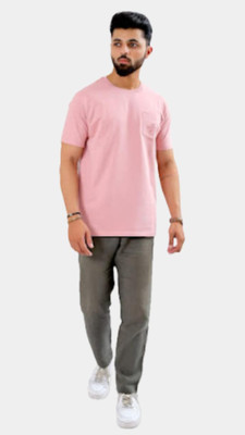 Reva creation Solid Men Polo Neck Pink T-Shirt
