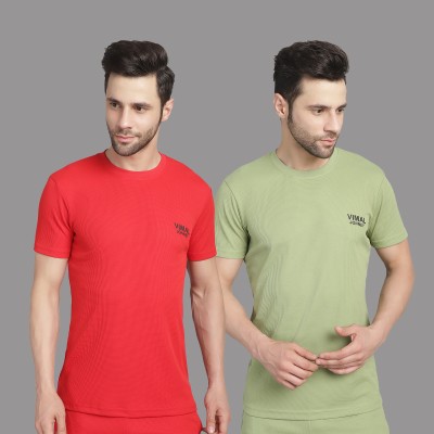 VIMAL JONNEY Solid Men Round Neck Multicolor T-Shirt