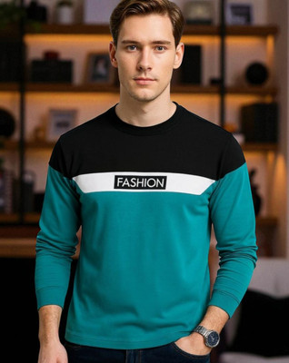 TrendShaper Printed Men Round Neck Green, Black T-Shirt