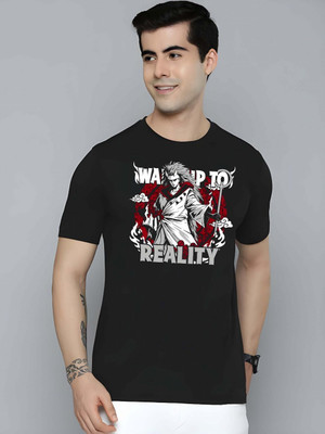 Moda Rapido Graphic Print Men Round Neck Black T-Shirt