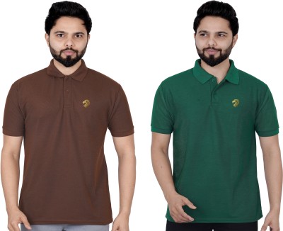 La Milano Printed Men Polo Neck Dark Green T-Shirt